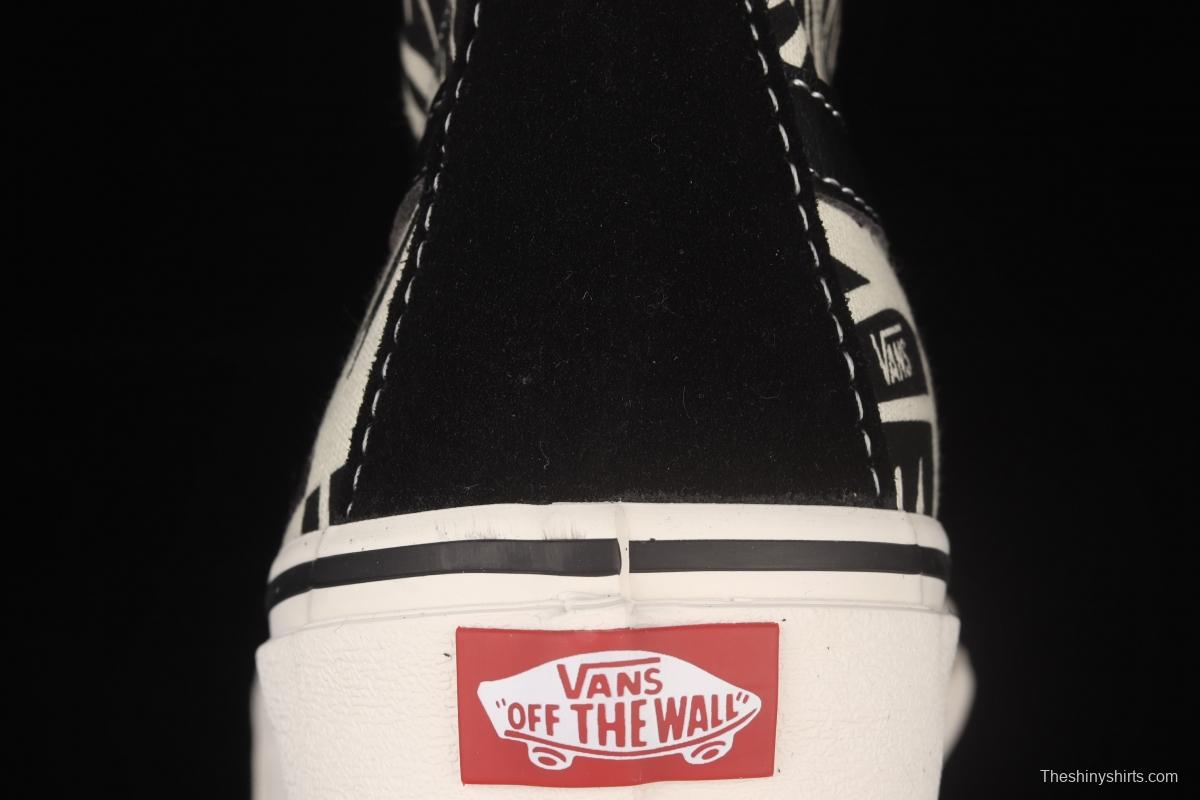 Vans Sk8-Hi 138Decon black and white printed high-top casual board shoes VN0A3MV136K