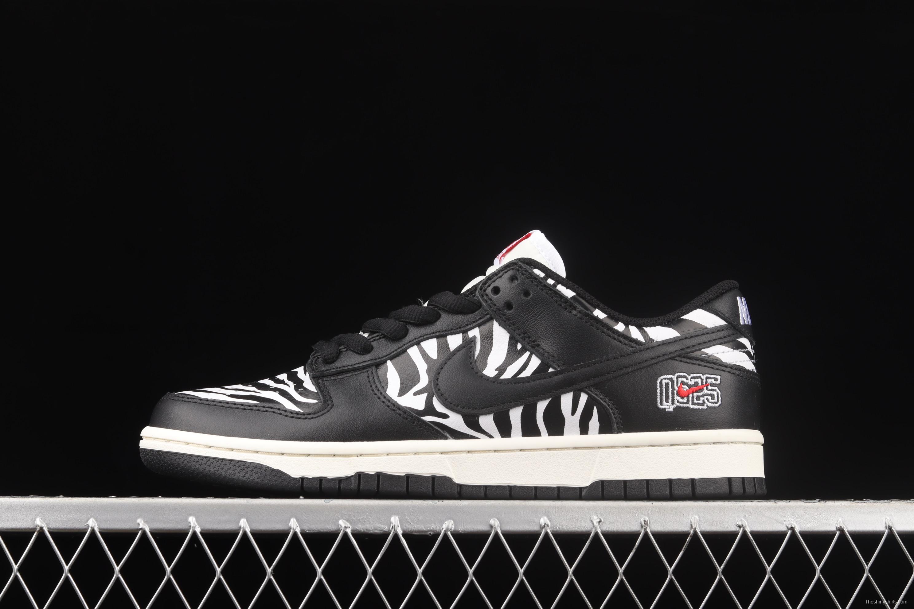 Quartersnacks x NIKE SB DUNK Zebra black and white zebra stripes joint style low-side sports and leisure board shoes DM3510-001