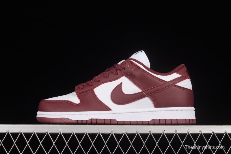 NIKE SB DUNK Low Prm wine red and white color matching SB buckle broken rebound fashion casual shoes DD1503-108