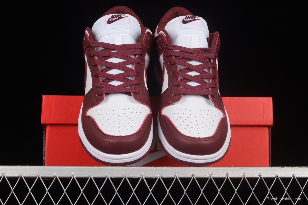 NIKE SB DUNK Low Prm wine red and white color matching SB buckle broken rebound fashion casual shoes DD1503-108