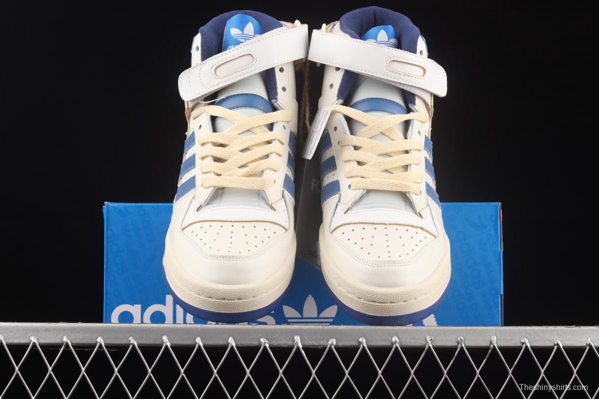 Adidas Forum 84 High Blue ThreAdidas FY7793 popular single classic vintage high top basketball shoes