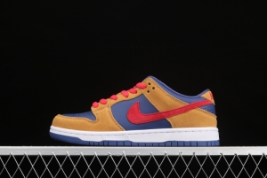 NIKE SB DUNK Low SB shredded backboard dark brown white and yellow color matching fashion leisure board shoes BQ6817-700