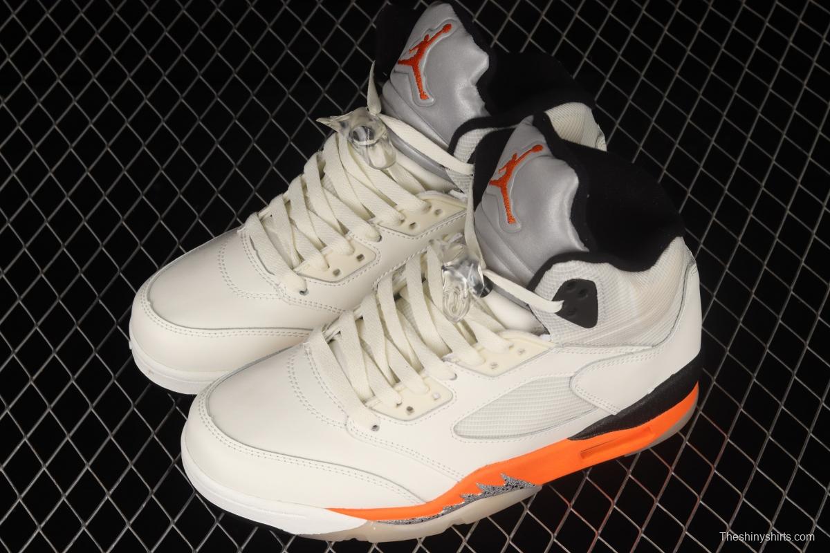 Air Jordan 5 Shattered Backboard white orange buckle shredded high top basketball shoes DC1060-100