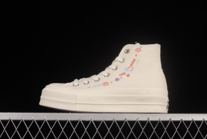 Converse All Star Lift Embroidered Flowers Platform Shoes A01586C