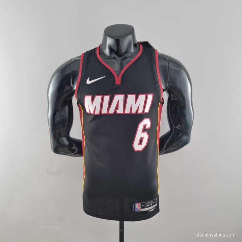 75th Anniversary Miami Heat JAMES #6 Black NBA Jersey