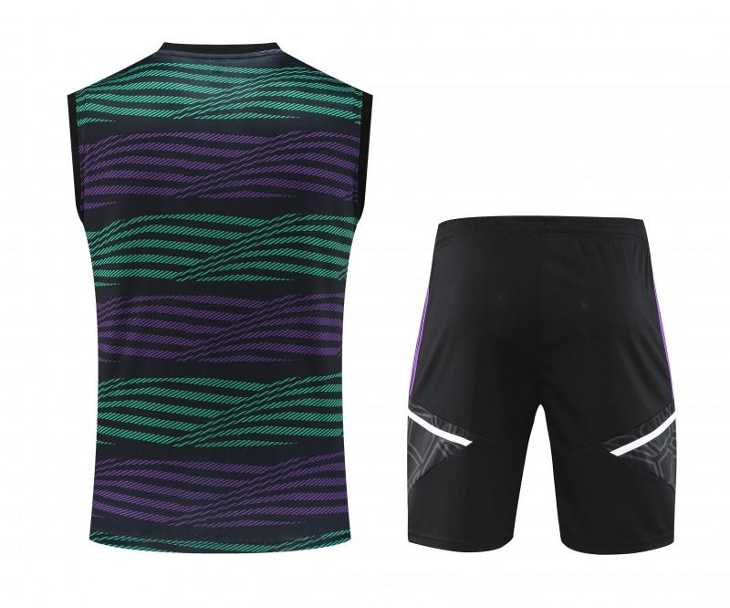 23-24 Real Madrid Stripe Pattern Vest Jersey+Shorts