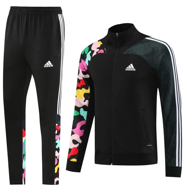 2023 Adidas Black Full Zipper Jacket With Colorful Sleeve+Pants