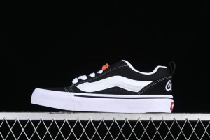 Vans Classics Knu Skool Coca-Cola Collaboration Black White Embroidery Chunky Tongue Sneakers - VN0009QC6BTI