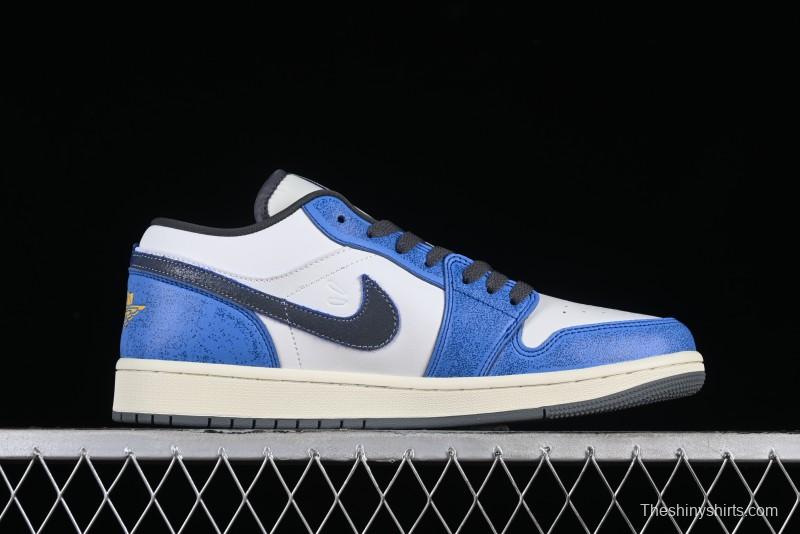 Nike Air Jordan 1 Low Flight Vintage Retro Sneakers in White and Blue - FV8439-104