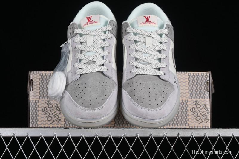 Nike SB Dunk Low LV Collaboration - Beige Grey Crystal Sole Night Light Anniversary High-End Custom Low-Top Casual Sneakers - CR8033-503