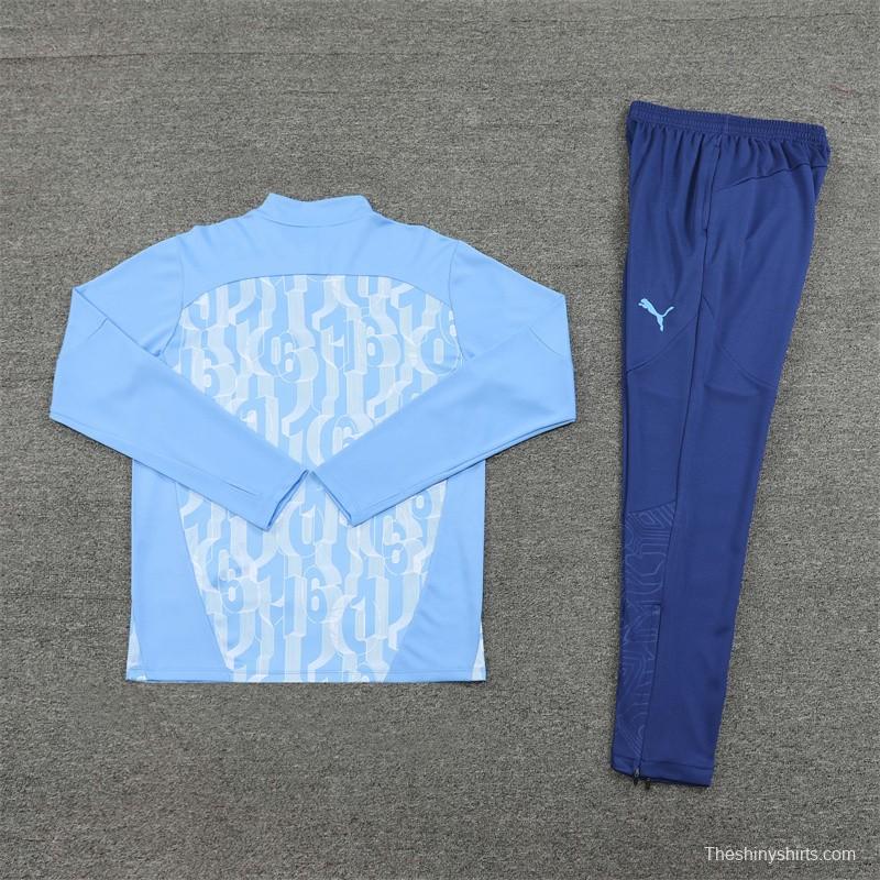 24/25 Manchester City Light Blue Half Zipper Jacket+Long Pants