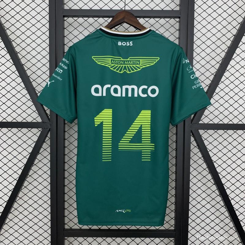2025 F1 Formula Aston Martin Green ARAMCO #14 T-Shirt