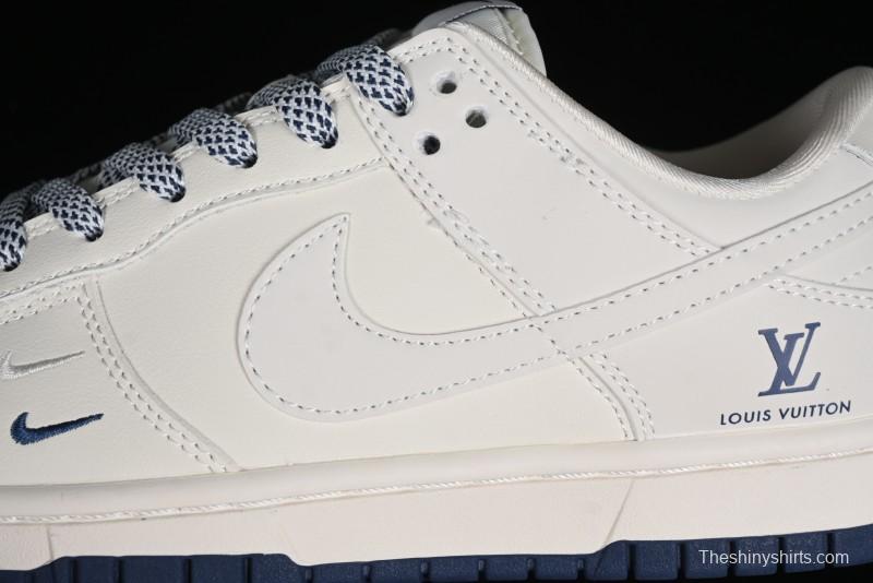 Nike SB Dunk Low LV Collaboration - Double Swoosh Blue Sole Anniversary High-End Custom Low-Top Casual Skate Shoes - XX2025-320