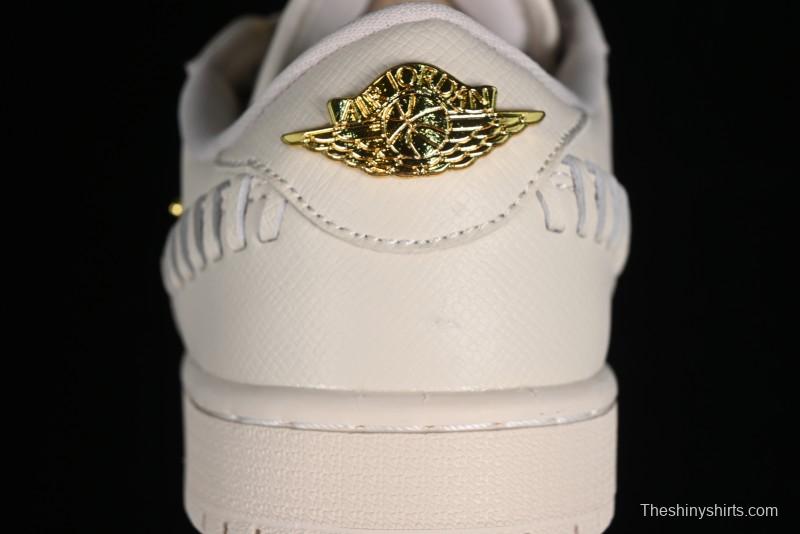 Nike Air Jordan 1 Low "Method of Make" Casual Sneakers in White Gold - FN5032-200