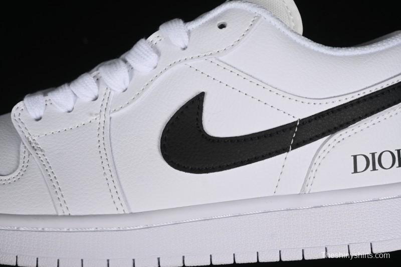 Nike Air Jordan 1 AJ1 Dior Collaboration - White Black Custom Low Top Retro Basketball Shoes - LJ6688-010