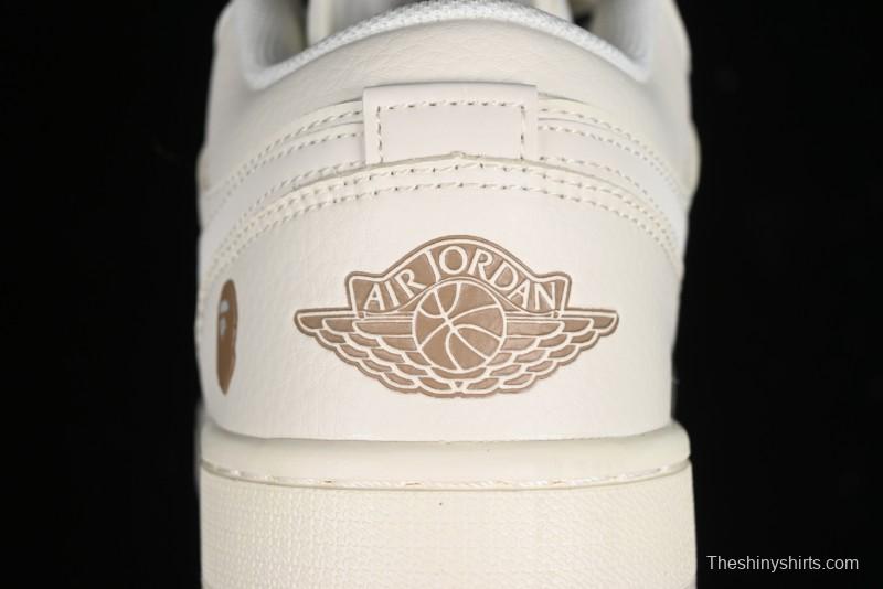 Nike Air Jordan 1 Low AJ1 Bape Collaboration - Pig Eight Patchwork Custom High-End Low-Top Basketball Shoes - LJ6688-002
