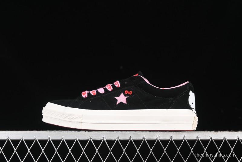 Converse One Star Hello Kitty Collaboration Low-Top Casual Sneakers with Embroidered Bow - 362940C