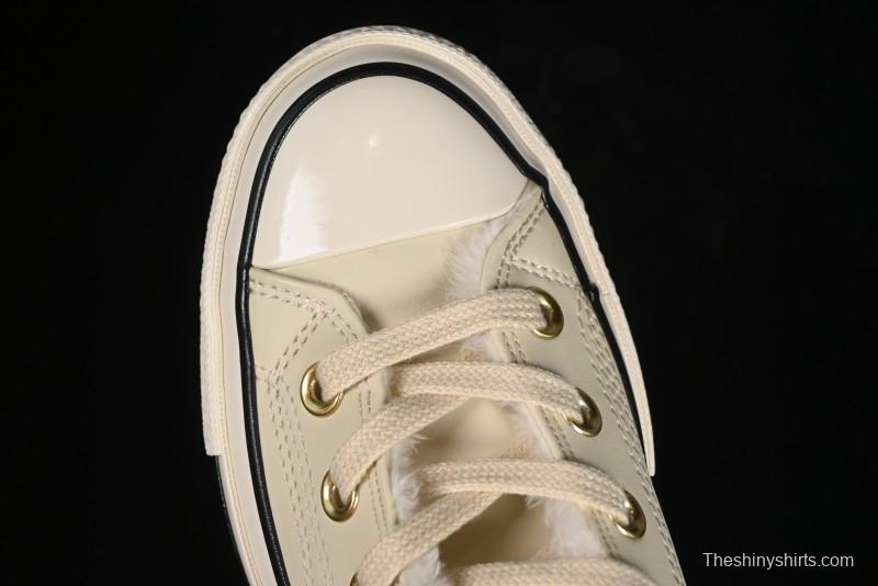 Converse Chuck 1970s Winter Waterproof Leather High-Top Sneakers with Gold Eyelets and Fleece Lining - A12443C