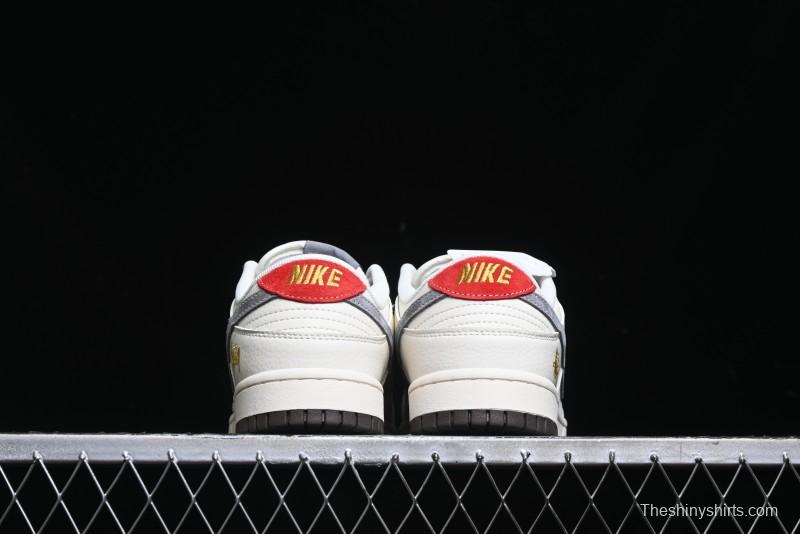 Nike SB Dunk Low Stussy Collaboration - Beige Grey Gold Embroidery Anniversary High-End Custom Low-Top Casual Skate Shoes - XS1086-001