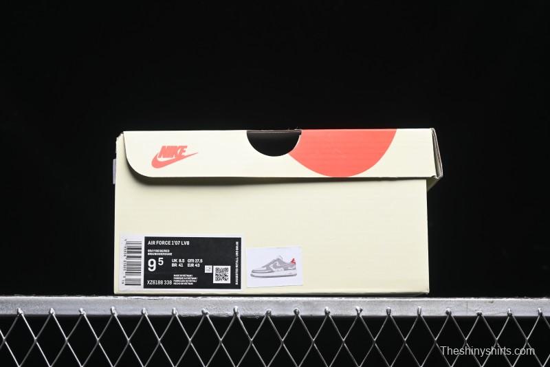 Nike Air Force 1 '07 Low Stussy Collaboration - Beige Grey Red Print Casual Sneakers - XZ6188-338