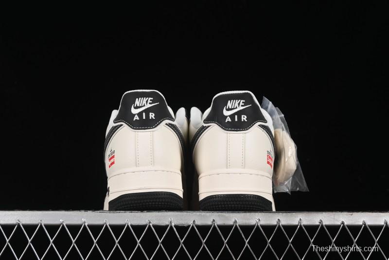 Nike Air Force 1 '07 Low Stone Island x Supreme Collaboration - Off-White Black Heel Casual Sneakers - BB1616-307