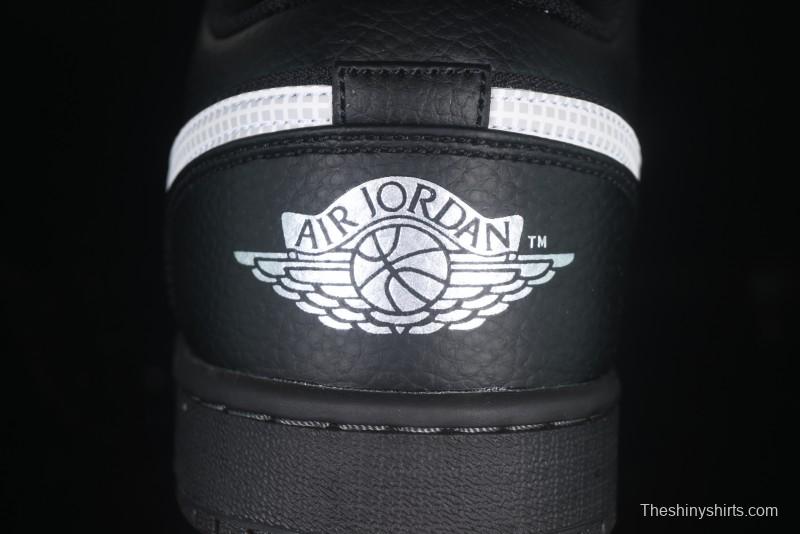 Nike Air Jordan 1 Low AJ1 Basketball Shoes in Black and White Canvas and Leather - HV5968-001