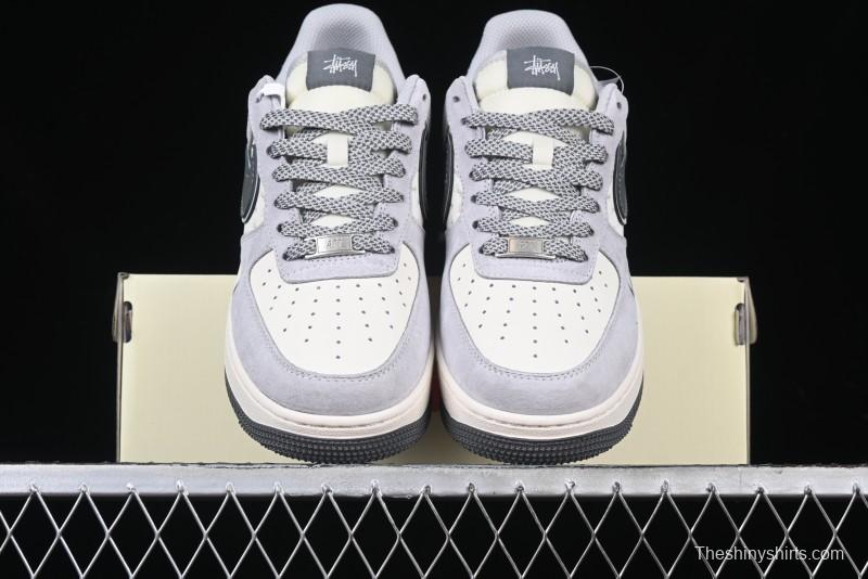 Nike Air Force 1 '07 Low Stussy Collaboration - Pig Grey Swoosh Low-Top Casual Sneakers - XZ3318-066