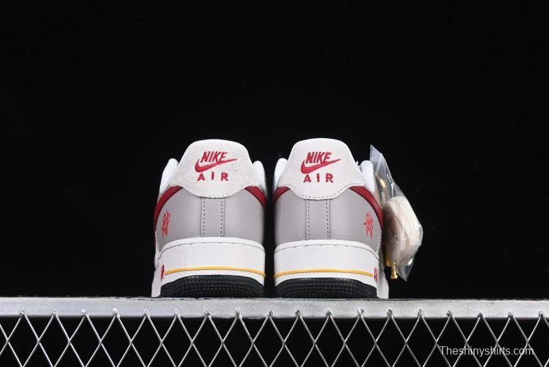 Nike Air Force 1 '07 Low Year of the Snake Limited Edition Beige Grey Red Swoosh Casual Sneakers - DM6688-029