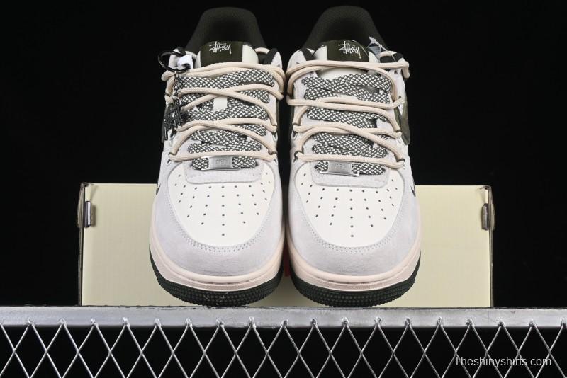 Nike Air Force 1 '07 Low Stussy Collaboration Camo Swoosh Drawstring Casual Sneakers - DM6688-014
