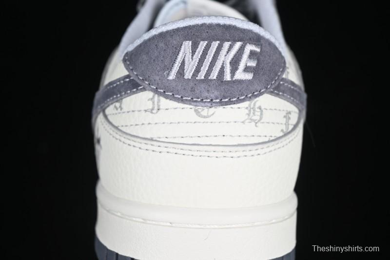 Nike SB Dunk Low Chrome Hearts Collaboration Cross Print Grey Swoosh Anniversary Custom Low-Top Casual Sneakers - DJ2024-064