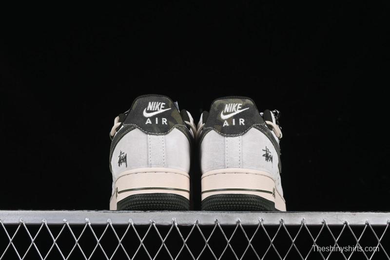 Nike Air Force 1 '07 Low Stussy Collaboration Camo Swoosh Drawstring Casual Sneakers - DM6688-014