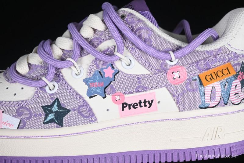 Nike Air Force 1'07 Low "Purple Star" Custom Casual Sneakers - BD7700-220