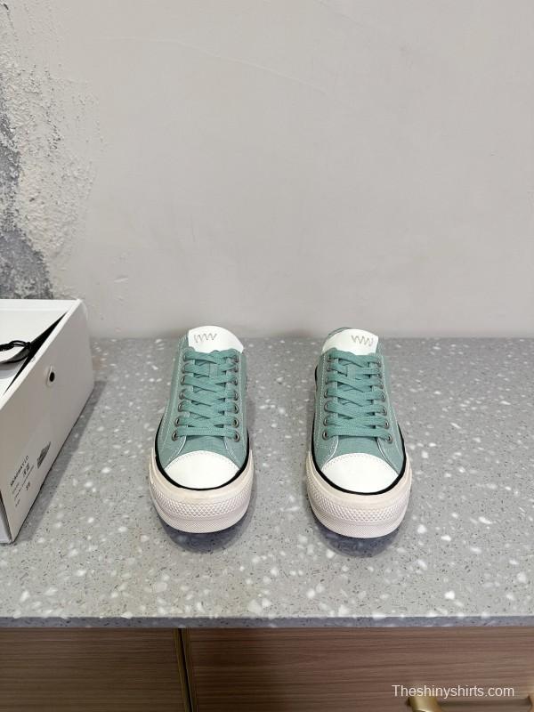 2025 Women VISVIM Green Canvas Sneakers