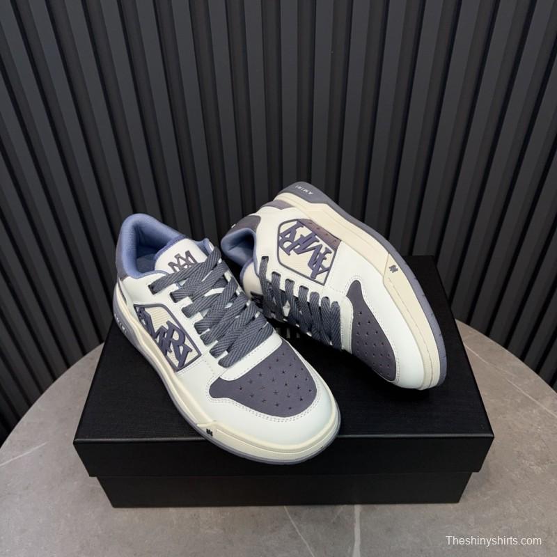 2025 Unisex Amiri White Grey Leather Sneakers MJ00360