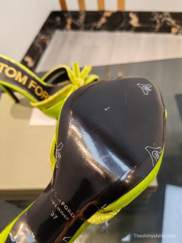 2025 Women TOM FORD Green Velvet High Heel Mules KFY00290