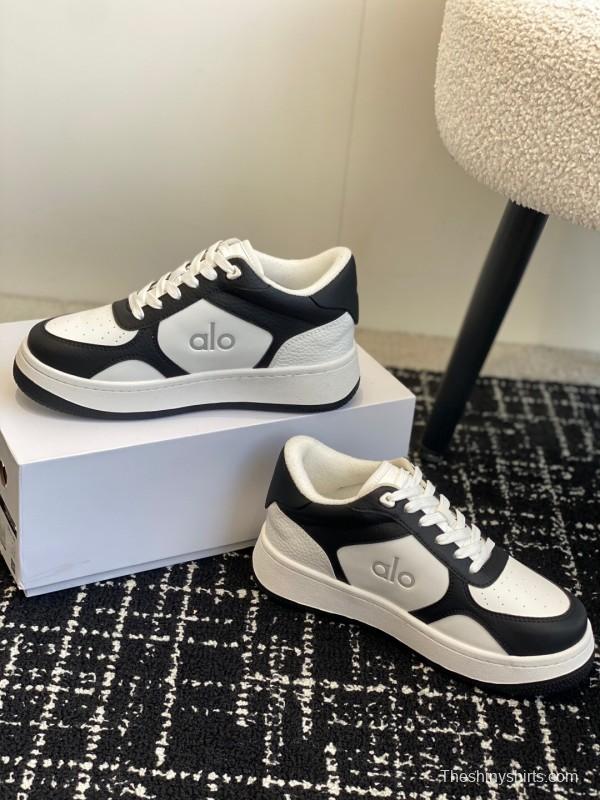 2025 Women Alo Black White Leather Sneakers KFY00280