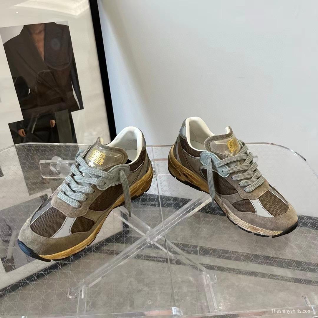 2024 Unisex GGDB Brown Grey Suede Mesh Sneakers