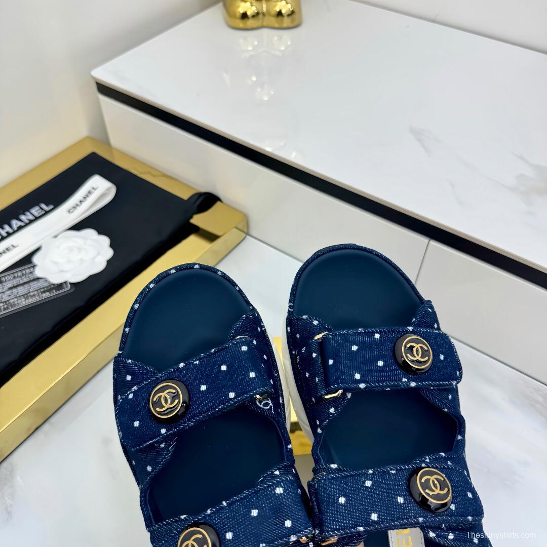 2025 Women Chanel Navy Denim Sandal Sneakers LY00330