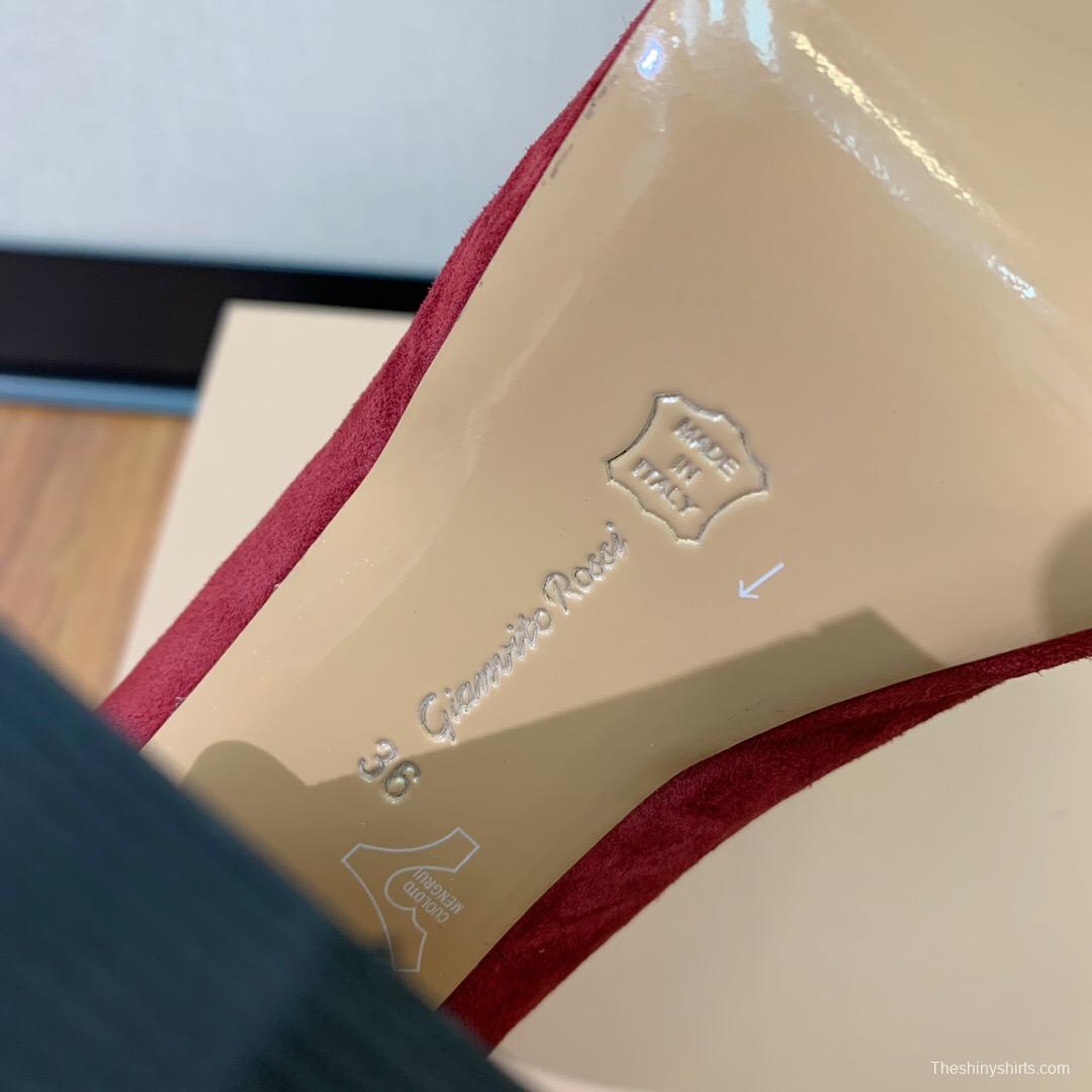 2025 Women Gianvito Rossi Red Suede Platform Loafers Tassel KFY00330