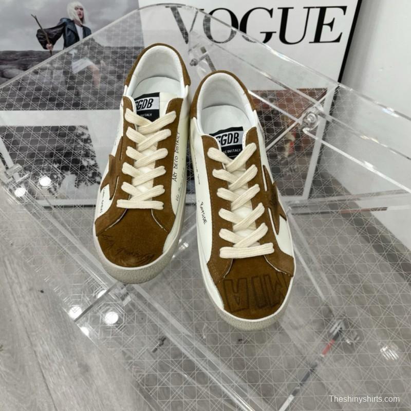 2025 Unisex GGDB White Brown Calf Leather Sneakers