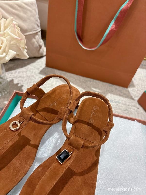 2025 Women LP Brown Suede Sandals LY00360