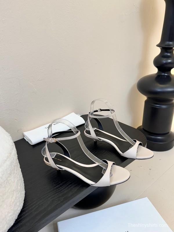 2025 Women The Row Beige Leather Flat Sandals