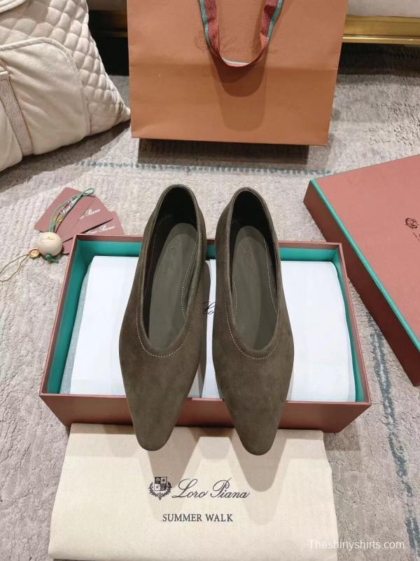 2025 Women LP Brown Suede Ballet Flats