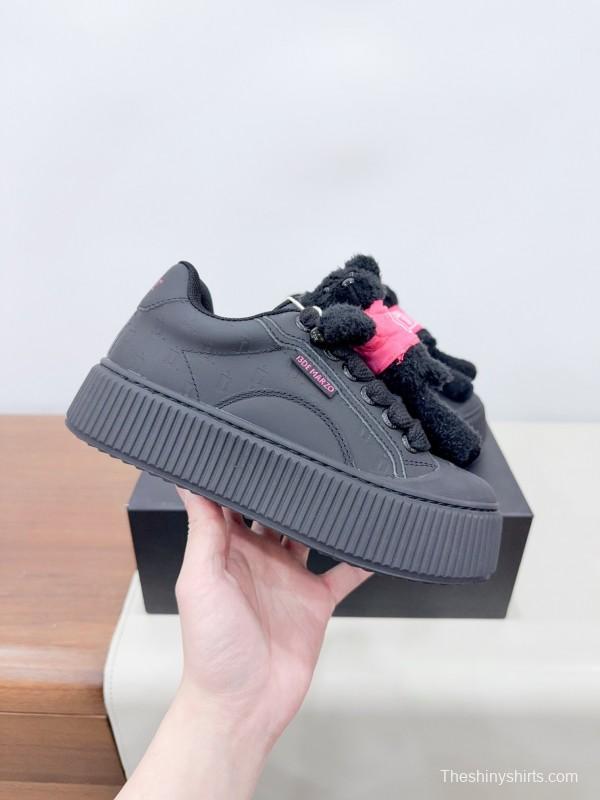 2025 Women 13DE MARZO Black Cow Leather Mesh Casual Shoes 3D Teddy Doll KFY00330