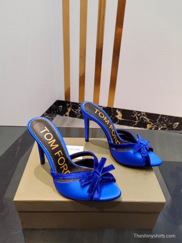 2025 Women TOM FORD Blue Velvet High Heel Mules
