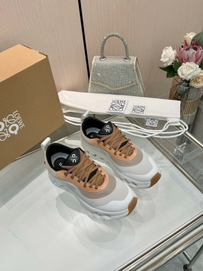 2025 Unisex Loewe White Army Green Orange Blue Black Polyester Mesh Running Shoes Collaboration KFY00300