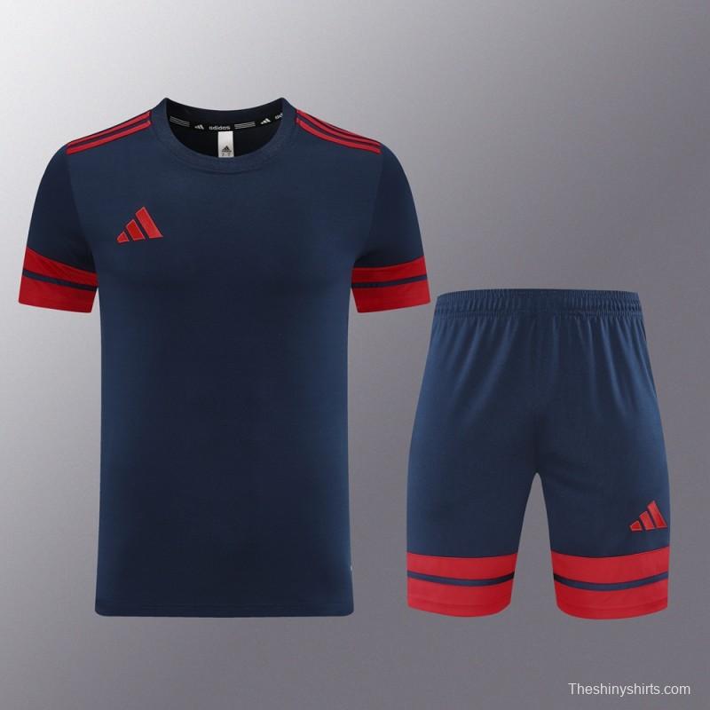 2025 Adidas Black/Red Short Sleeve Jersey+Shorts