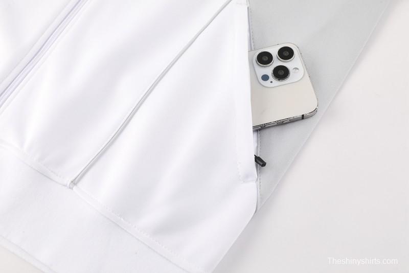 25/26 Real Madrid Grey/White Full Zipper Jacket + Long Pants