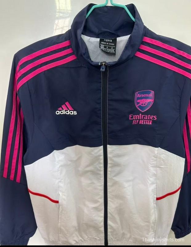 25/26 Arsenal Navy & White with Pink Stripes Windbreaker