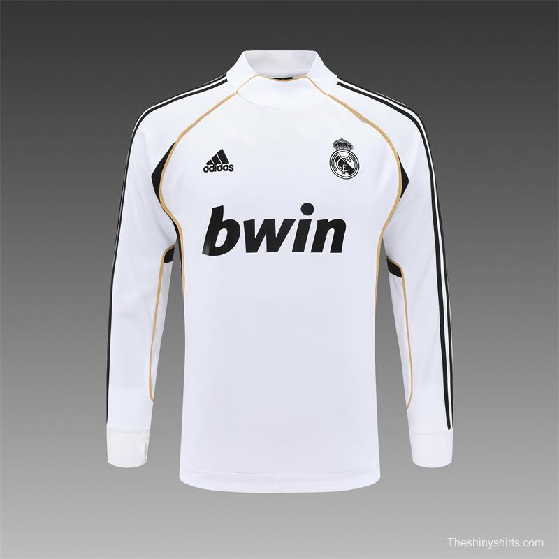 Retro 11/12 Real Madrid White Half Zipper Jacket